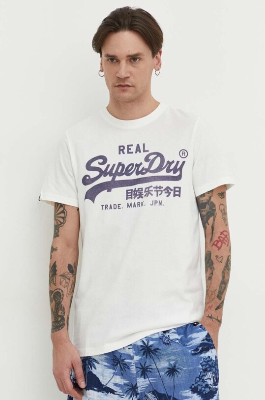 Superdry t-shirt bawełniany biały M1011472A.39E
