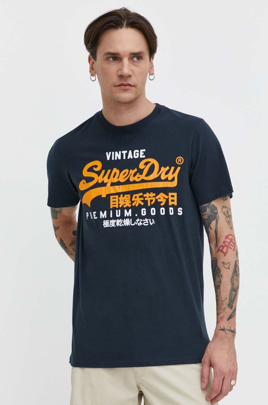 Superdry t-shirt bawełniany nadruk granatowy M1011977A.98T