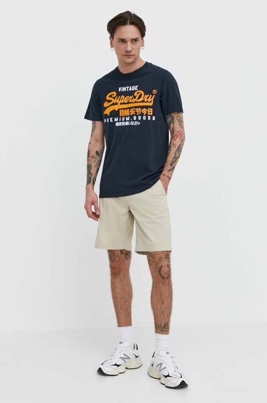 Superdry t-shirt bawełniany M1011977A.98T granatowy SS24