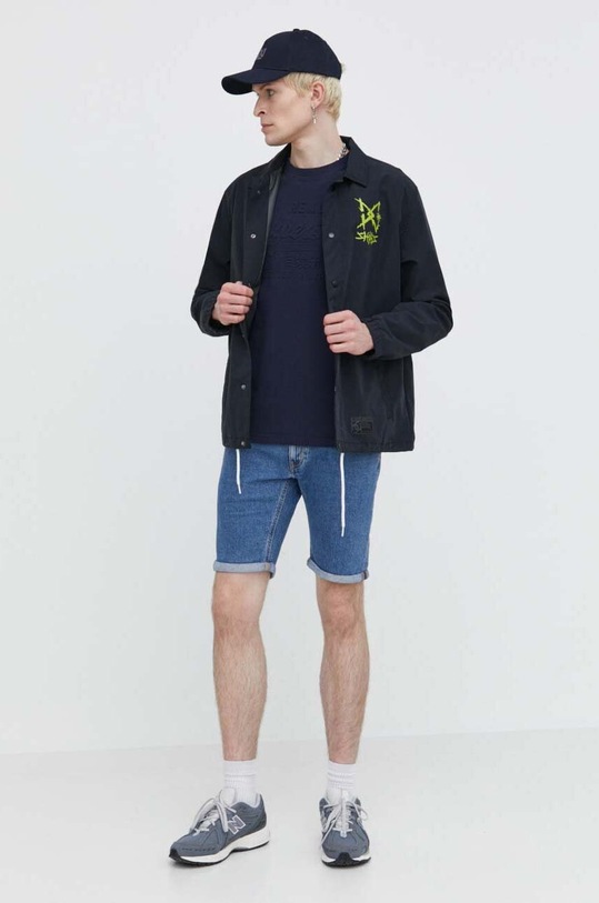 Pamučna majica Superdry M1011908A.09S mornarsko plava SS24