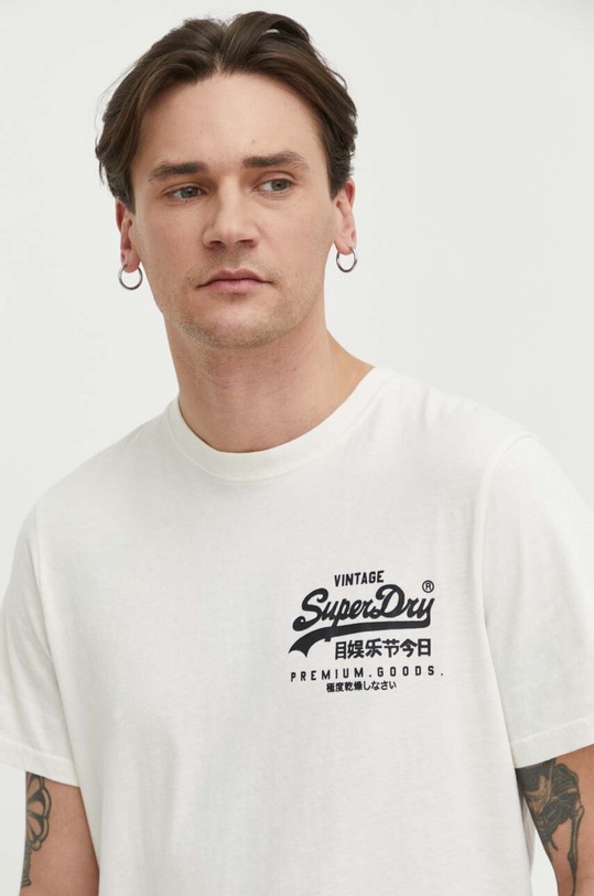 Бавовняна футболка Superdry M1011897A.22C бежевий