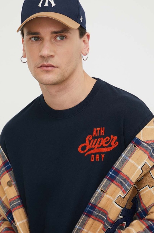 Pamučna majica Superdry mornarsko plava M1011914A.98T