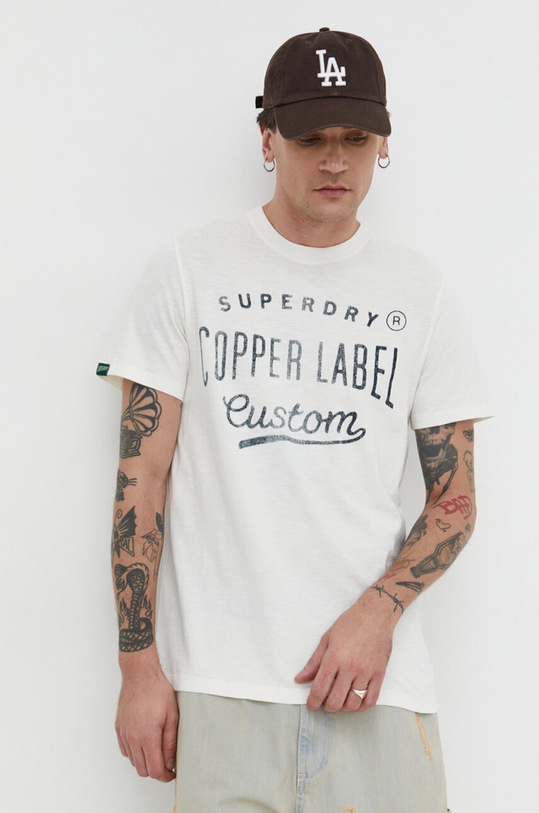 Oblečení Bavlněné tričko Superdry M1011900A.2BC béžová