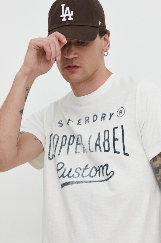 Bavlněné tričko Superdry béžová M1011900A.2BC