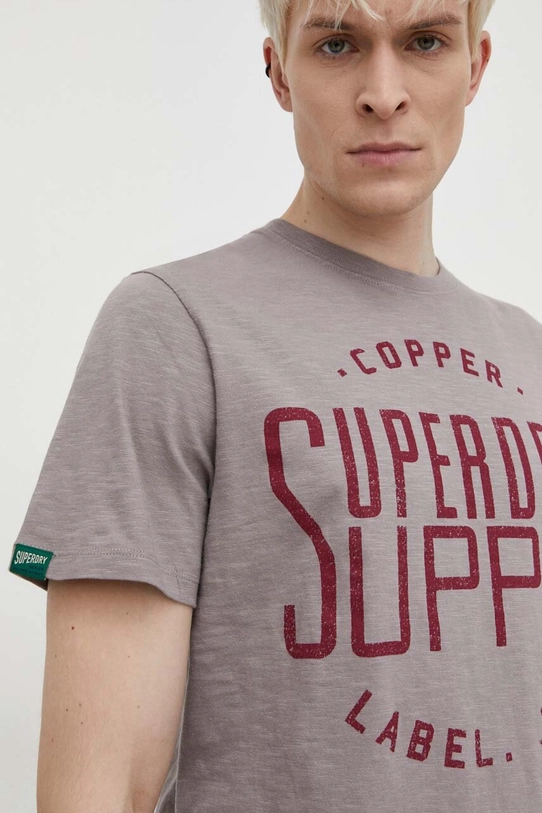 Superdry t-shirt bawełniany nadruk szary M1011900A.1PC