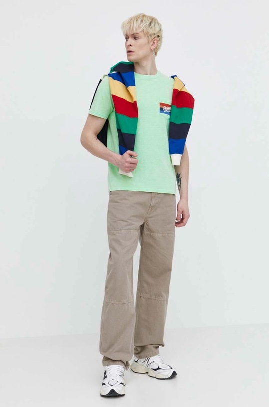 Pamučna majica Superdry M1011904A.2AE zelena SS24