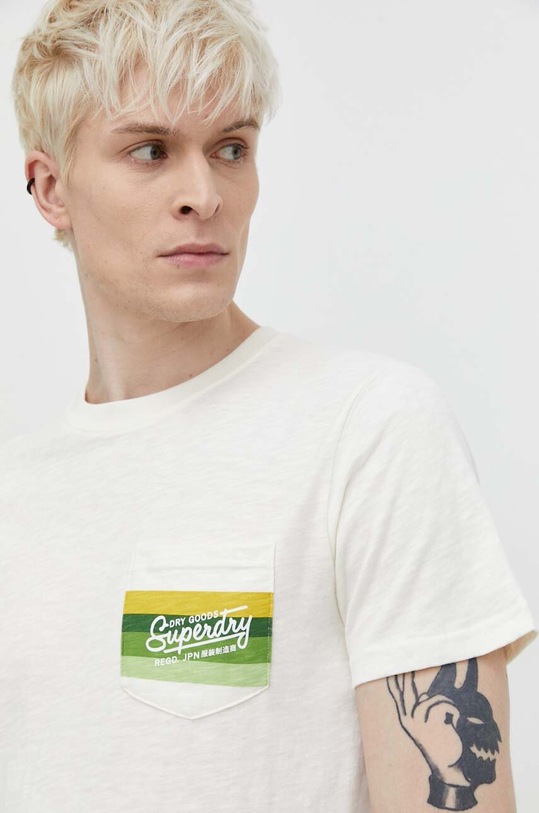 Superdry tricou din bumbac bej M1011904A.7BG