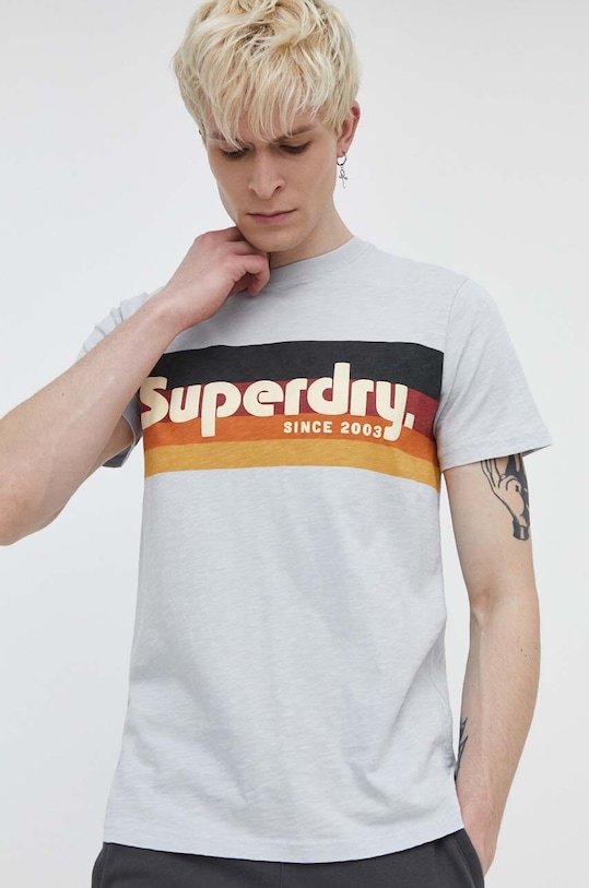 Superdry pamut póló pamut kék M1011904A.2AD