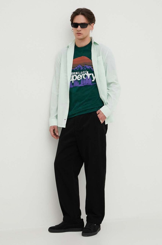 Superdry t-shirt bawełniany M1011911A.8UM zielony SS24