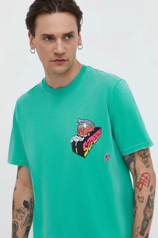 Superdry t-shirt bawełniany nadruk zielony M1011907A.GBG