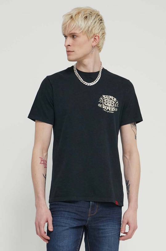 Superdry tricou din bumbac print negru M1011918A.02A