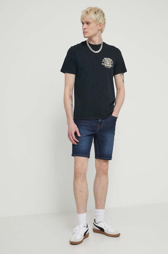 Superdry tricou din bumbac M1011918A.02A negru SS24