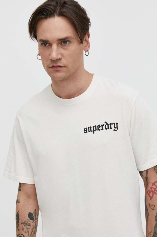 Хлопковая футболка Superdry хлопок бежевый M1011896B.22C