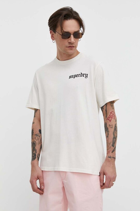 Бавовняна футболка Superdry M1011896B.22C бежевий