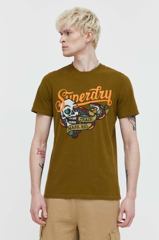 Bavlněné tričko Superdry zelená M1011978A.IE0