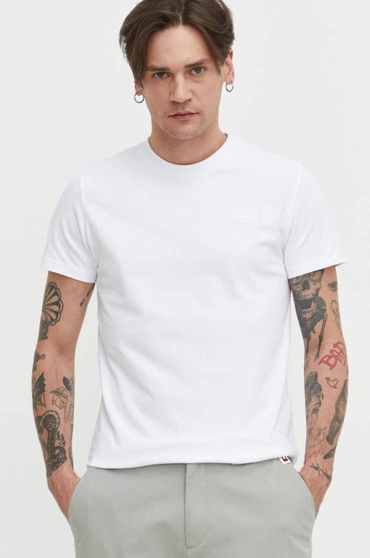 Superdry tricou din bumbac uni alb M1011245M.44C