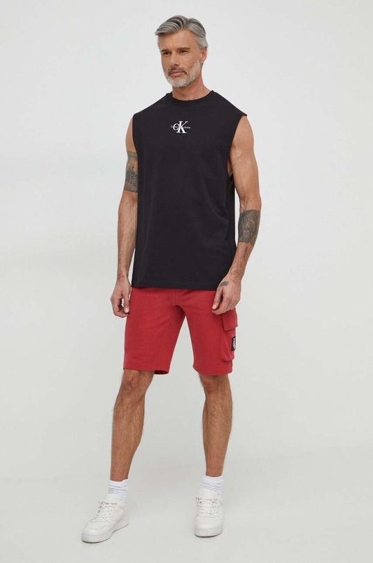Βαμβακερό μπλουζάκι Calvin Klein Jeans J30J325211 μαύρο SS24