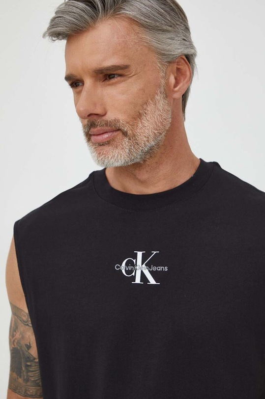Βαμβακερό μπλουζάκι Calvin Klein Jeans μαύρο J30J325211