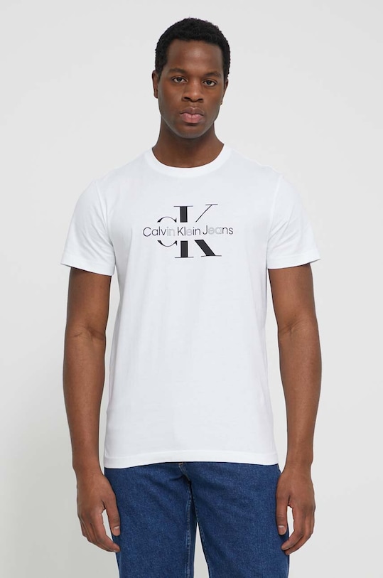 Calvin Klein Jeans pamut póló fehér J30J325190