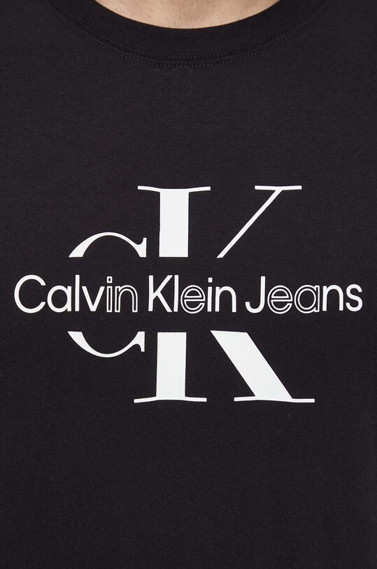 Памучна тениска Calvin Klein Jeans черен J30J325190