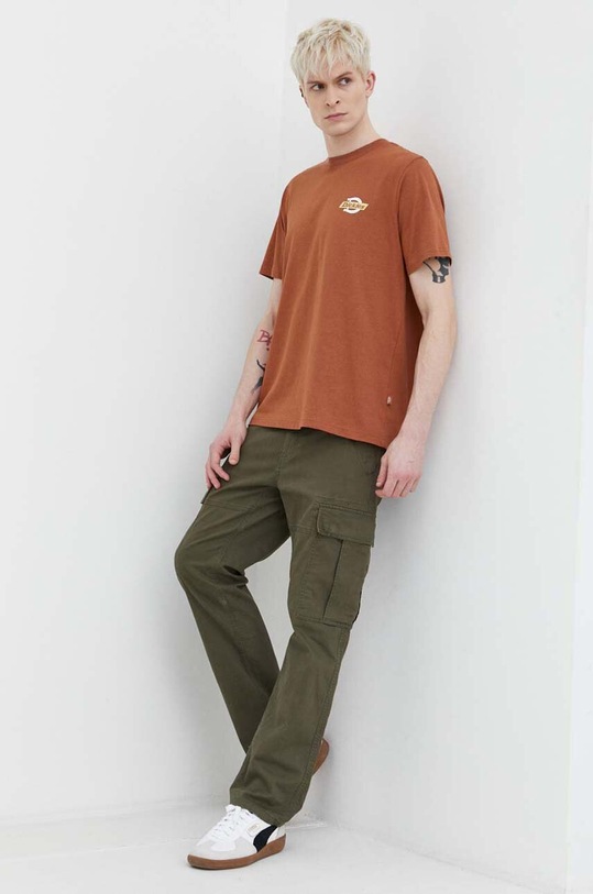 Pamučna majica Dickies SS RUSTON TEE DK0A4XDC smeđa SS24