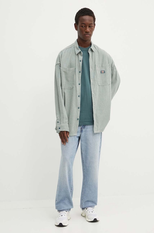 Dickies t-shirt bawełniany AITKIN CHEST TEE SS DK0A4Y8O turkusowy AW24