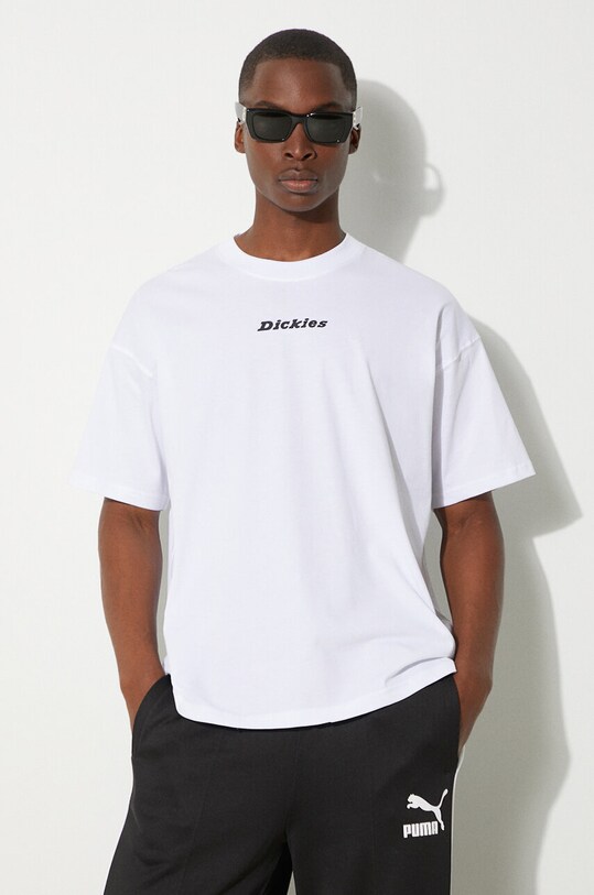 Βαμβακερό μπλουζάκι Dickies ENTERPRISE TEE SS χαλαρό λευκό DK0A4YRN