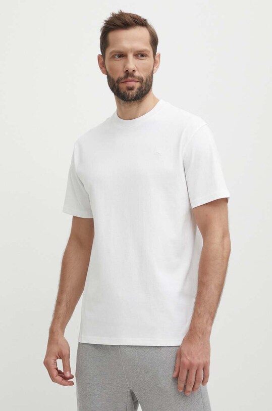 Puma t-shirt bawełniany MMQ beżowy 624009