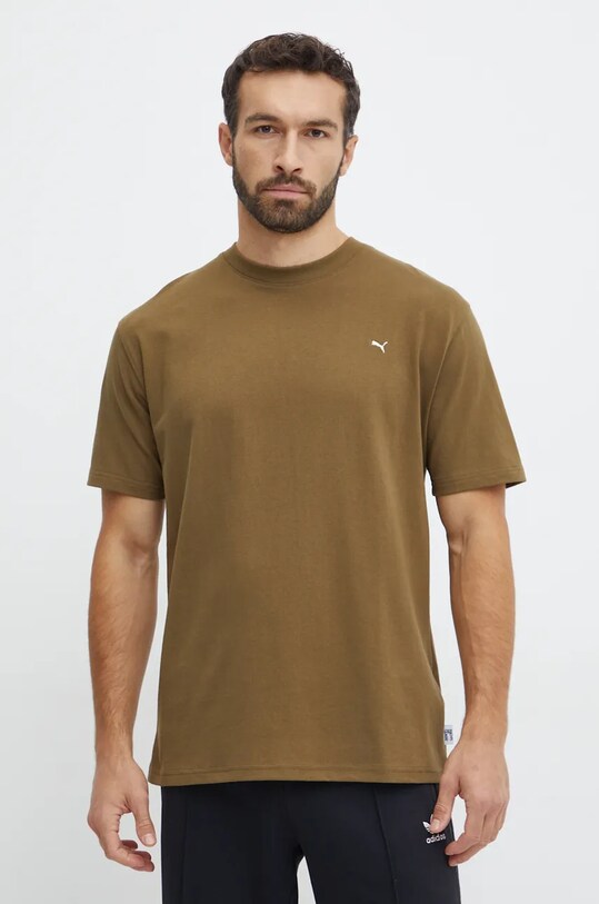 Puma t-shirt bawełniany MMQ zielony 624009
