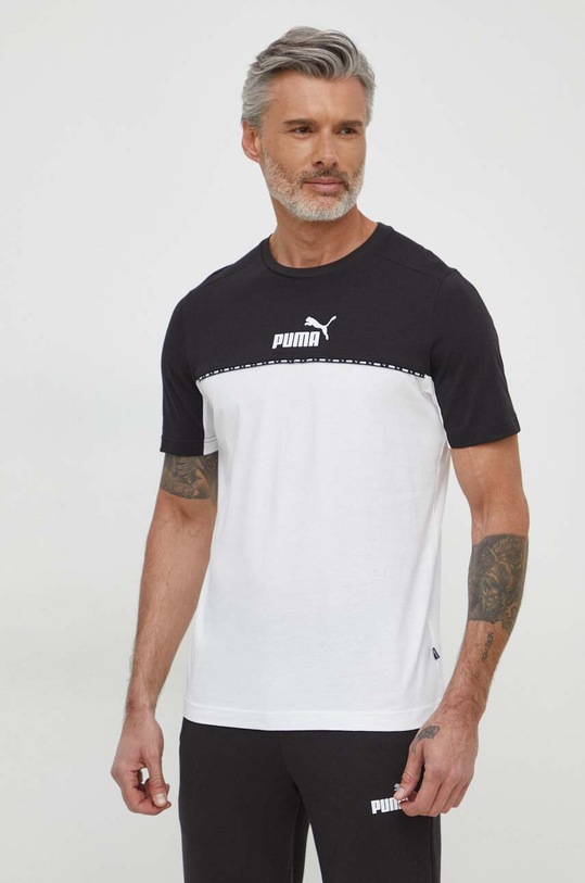 Βαμβακερό μπλουζάκι Puma λευκό 673341