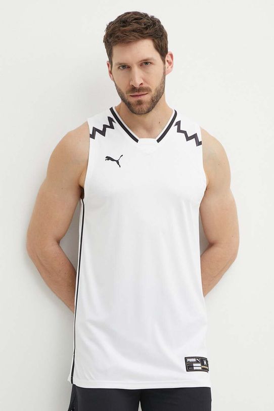 Tréningové tričko Puma Hoops Team Game potlač biela 676628