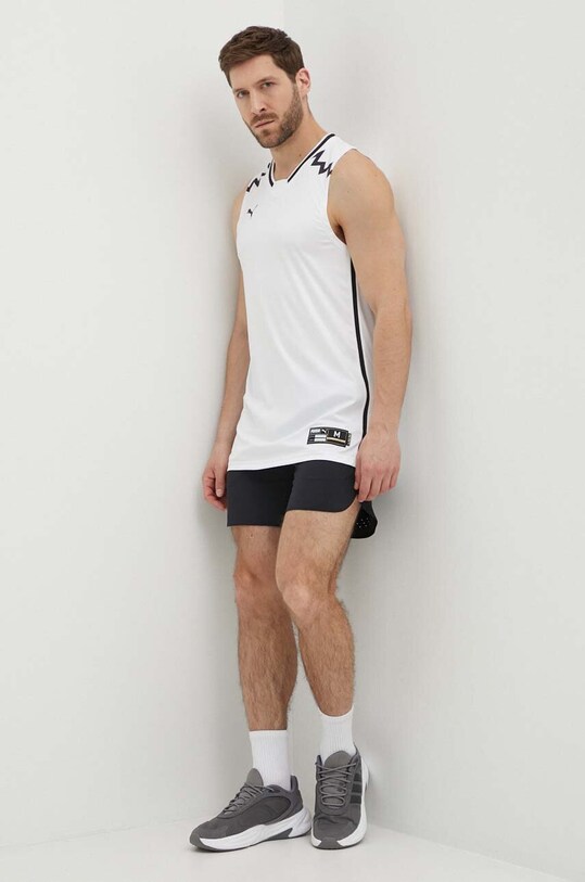 Puma tricou de antrenament Hoops Team Game 676628 alb SS24