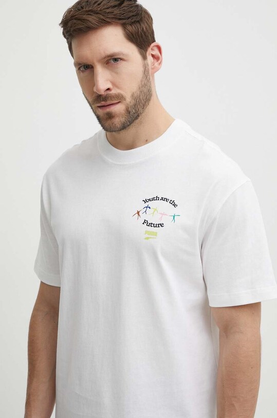Хлопковая футболка Puma бежевый 623558