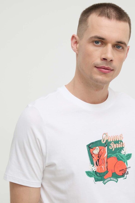 Хлопковая футболка Puma бежевый 625414