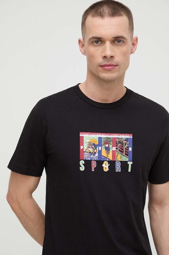 Puma tricou din bumbac print negru 625418