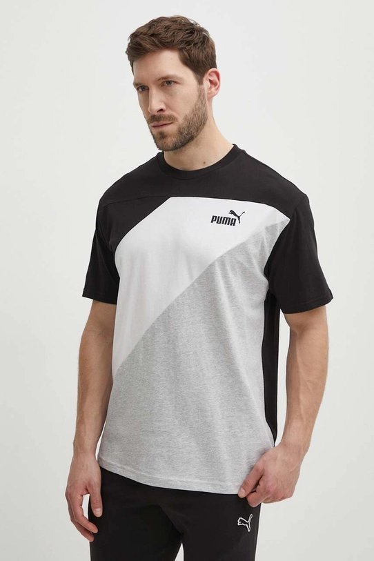 Puma t-shirt bawełniany POWER wzorzyste czarny 678929