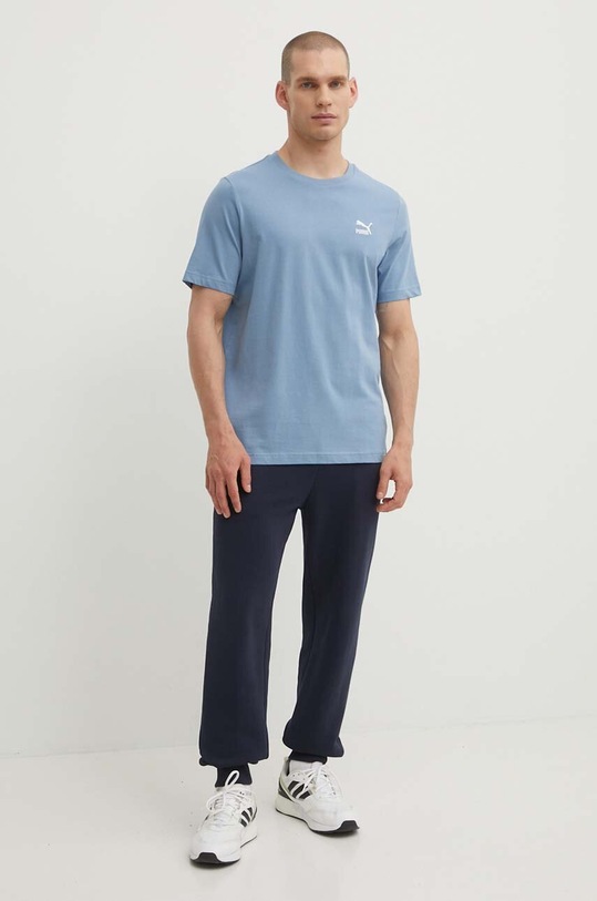Puma t-shirt bawełniany 679187 niebieski SS24