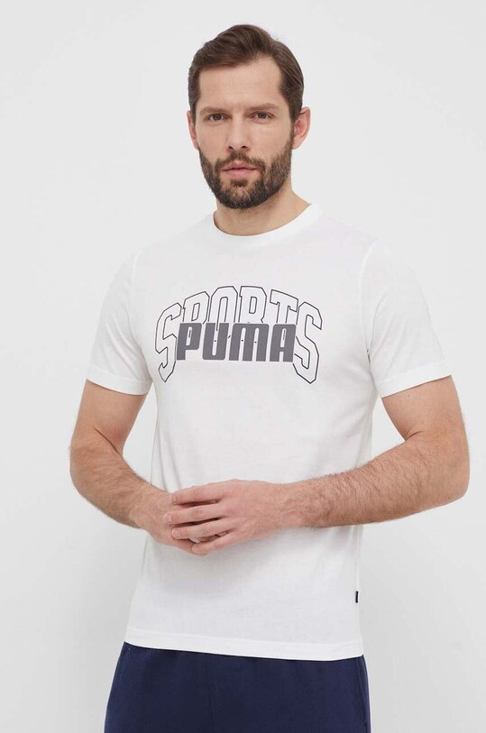 Puma tricou din bumbac 680177 alb SS24
