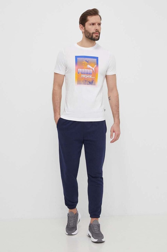 Puma t-shirt bawełniany 680180 biały SS24