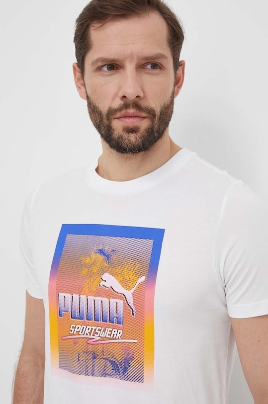 Puma t-shirt bawełniany biały 680180