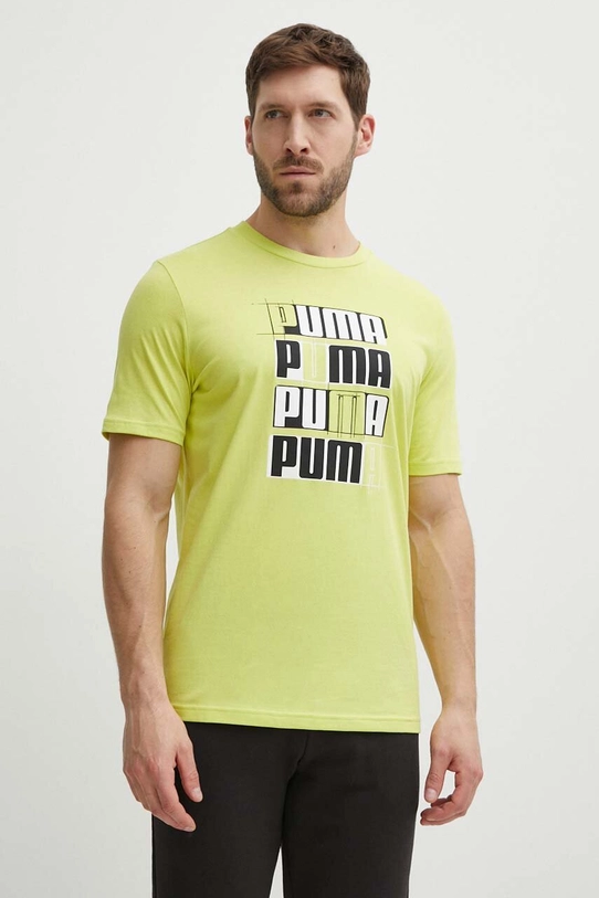 Puma t-shirt bawełniany nadruk zielony 678976.