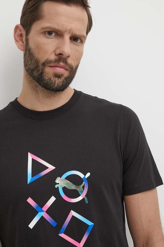 Puma t-shirt bawełniany PUMA X PLAYSTATION czarny 624676