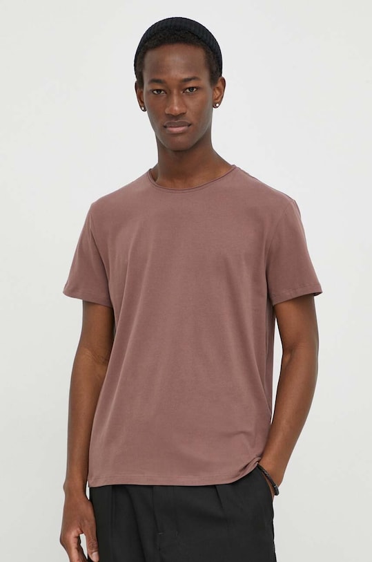 Бавовняна футболка AllSaints BODEGA бавовна коричневий M031JA