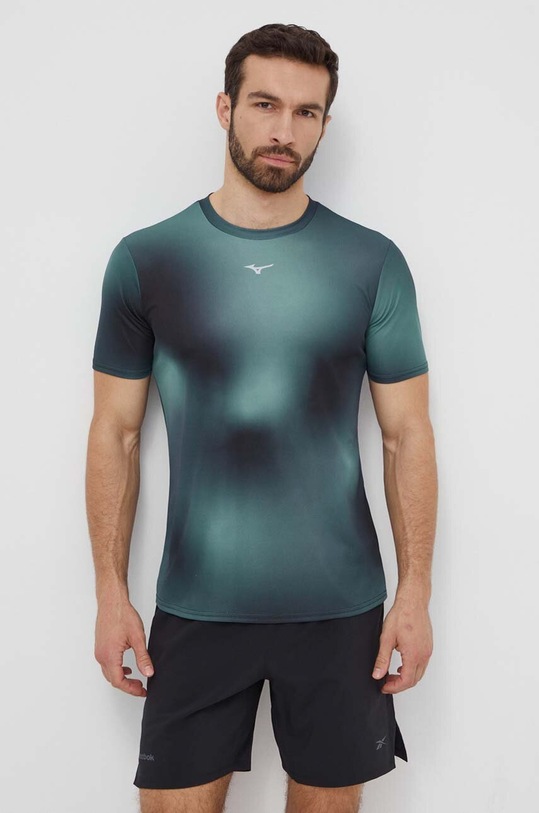 Mizuno t-shirt do biegania Core Graphic regular turkusowy J2GAB010