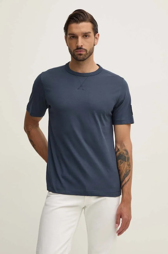 Bavlněné tričko Calvin Klein Jeans J30J323484 námořnická modř AA00