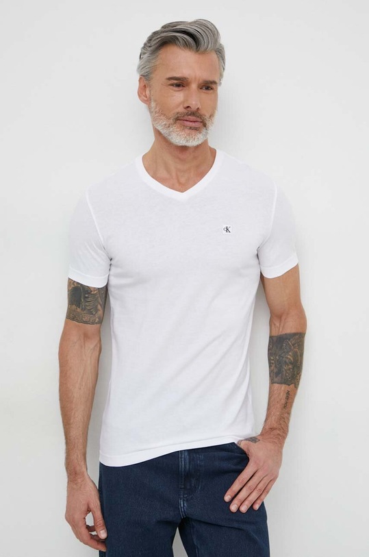 Ruházat Calvin Klein Jeans pamut póló J30J325212 fehér