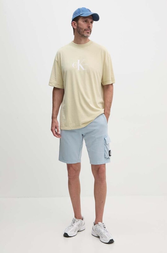 Хлопковая футболка Calvin Klein Jeans J30J325427 жёлтый SS24
