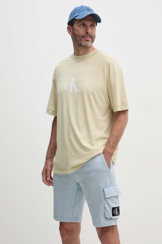 Хлопковая футболка Calvin Klein Jeans жёлтый J30J325427