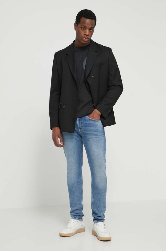 Βαμβακερό μπλουζάκι Calvin Klein Jeans J30J325200 μαύρο SS24