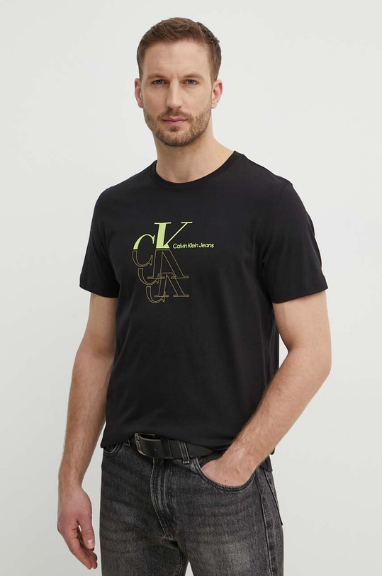 Bavlněné tričko Calvin Klein Jeans černá J30J325352